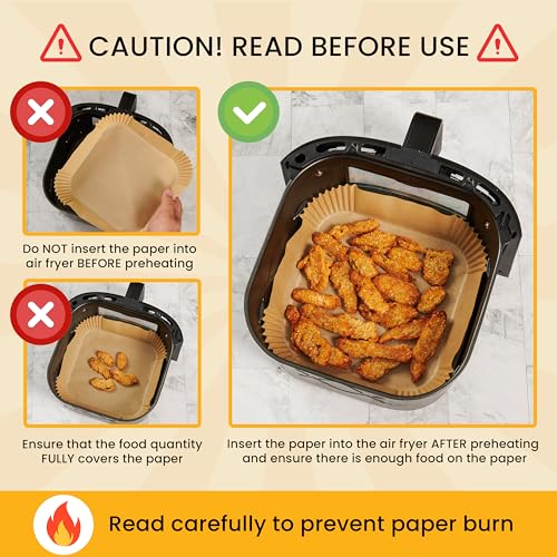 Eco-Friendly Air Fryer Paper Liners, 125Pcs Air Fryer Disposable Liners, Collection