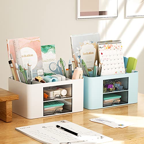 Marbrasse Pen Organizer with 2 Drawer, Multi-Functional for Daily Use
