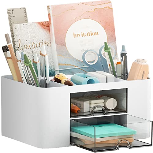 Marbrasse Pen Organizer with 2 Drawer, Multi-Functional for Daily Use